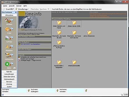 Desktop der TimeInfo Zeiterfassung
